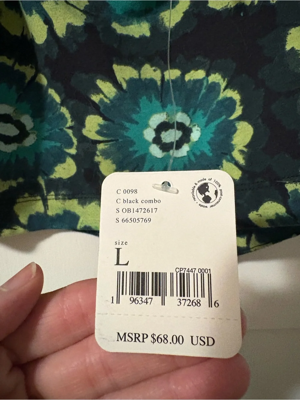 Free People NWT Floral Cropped Puff-Sleeve Crisscross Top in Black, Teal, Lime